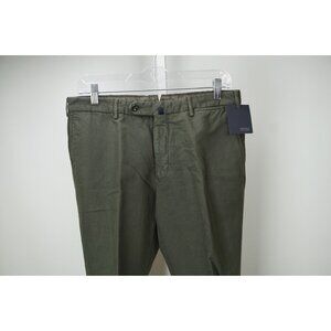 Incotex Green Olive Cotton Linen Pants Sz 48 NEW